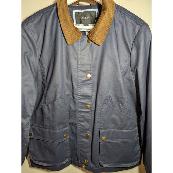 J.Crew Navy Barn Jacket with Liberty Floral Print Fabric, Women's Size L - Picture 2 of 16